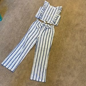 Girls two piece linen pant set